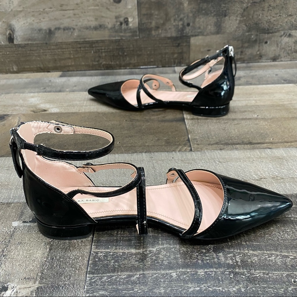 Zara Basic Black Patent Leather Strap Womens Dres… - image 4